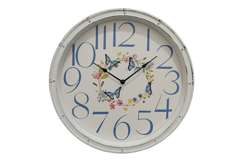 Blue Butterfly Wall Clock