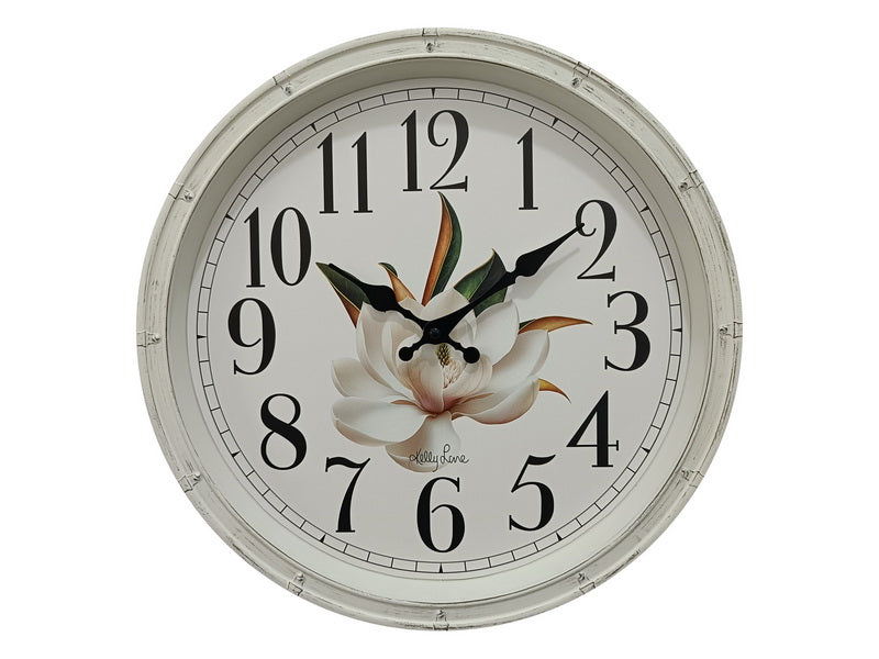 White Magnolia Wall Clock