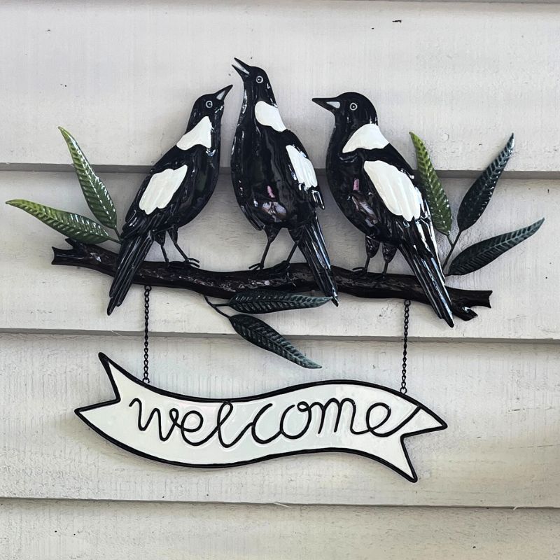 Magpie Welcome Metal Wall Art