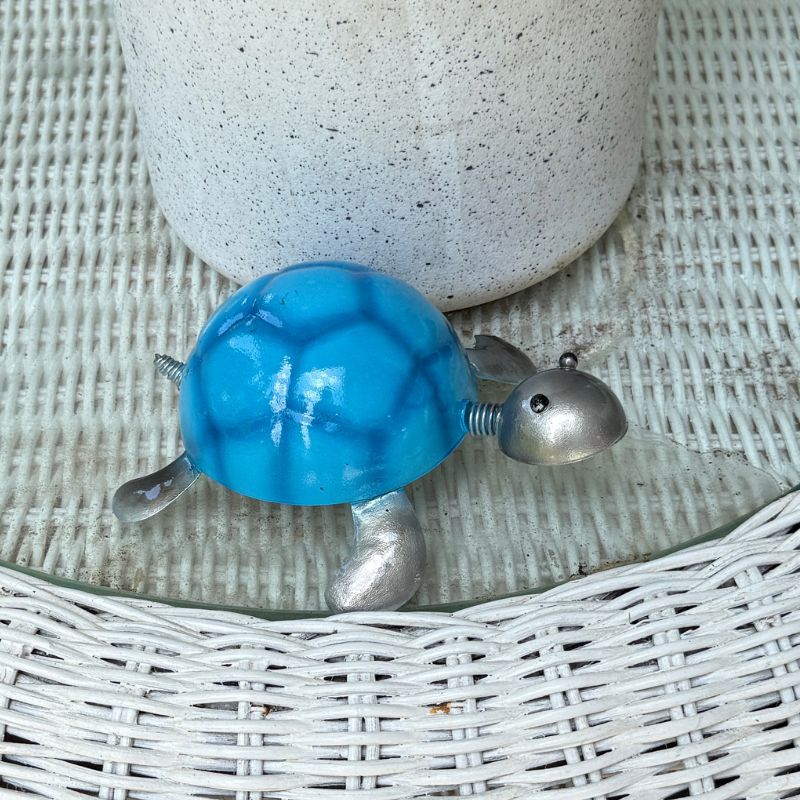 Medium Blue Turtle Metal Decor