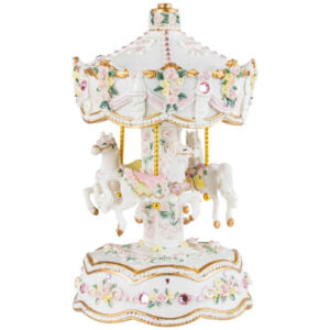 Poly Resin White Harmony Carousel Music Box