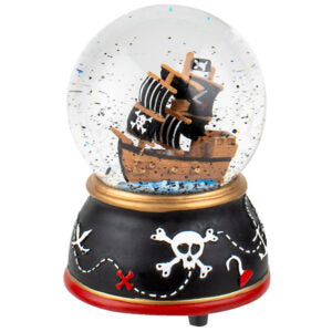 Poly Resin Black Pirate Ship Music Box