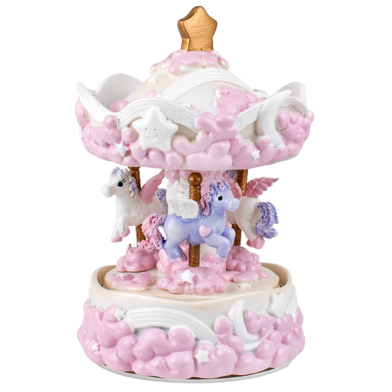 Poly Resin Star Rainbow Carousel Music Box