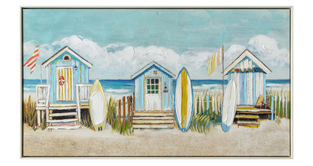 Board Meeting Beach Framed Canvas Painting