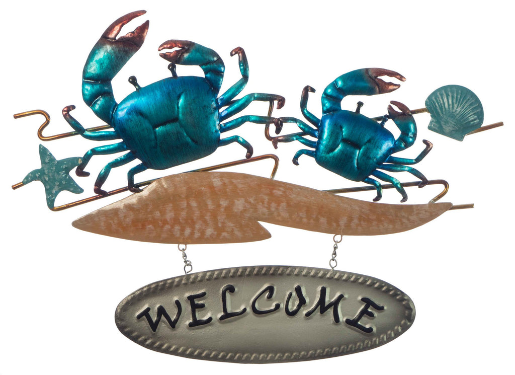 Sand Crab Welcome Metal Wall Art
