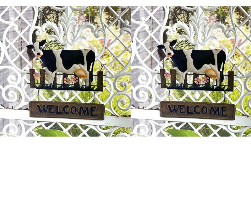 Cow Welcome Metal Wall Art Set 2