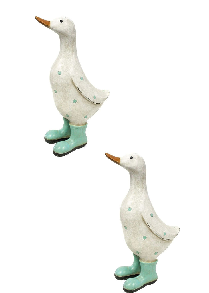 Poly Resin Duck Blue Boots Ornaments Home Decor