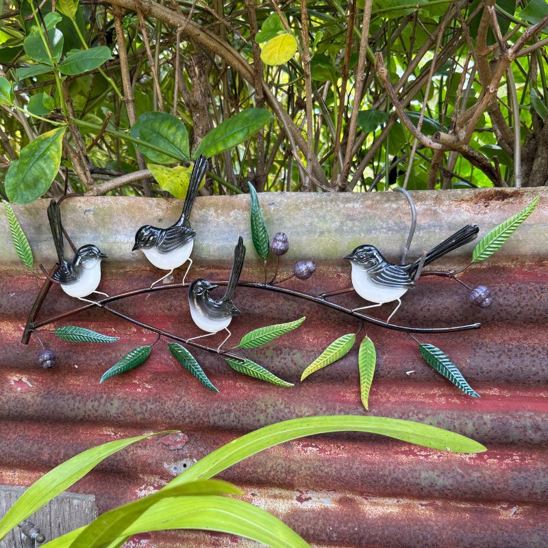 Willie Wagtail Gumnut Branch Metal Wall Art