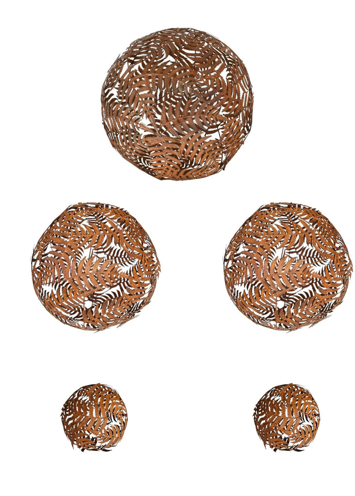 Fern Rusted Ball Metal Garden Art Bundle