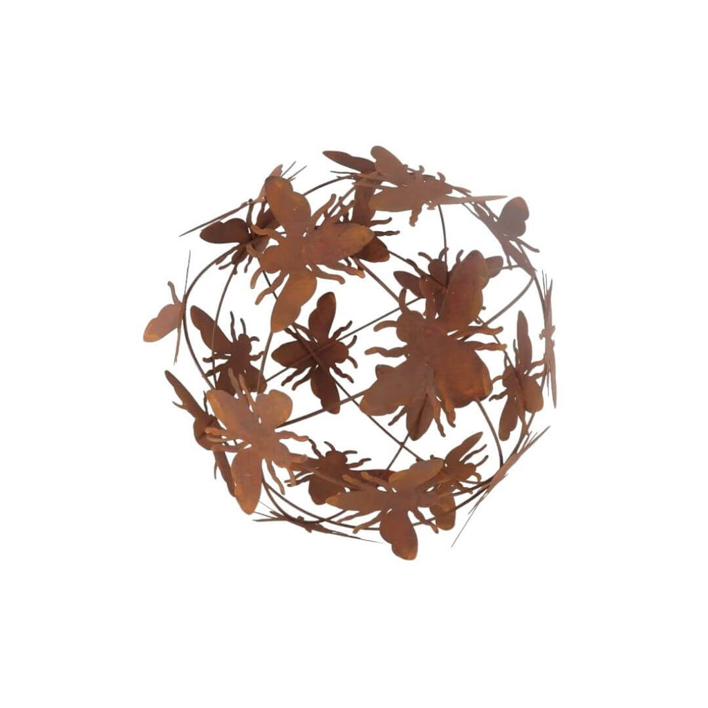 Rusted Metal Bee Ball Metal Garden Art