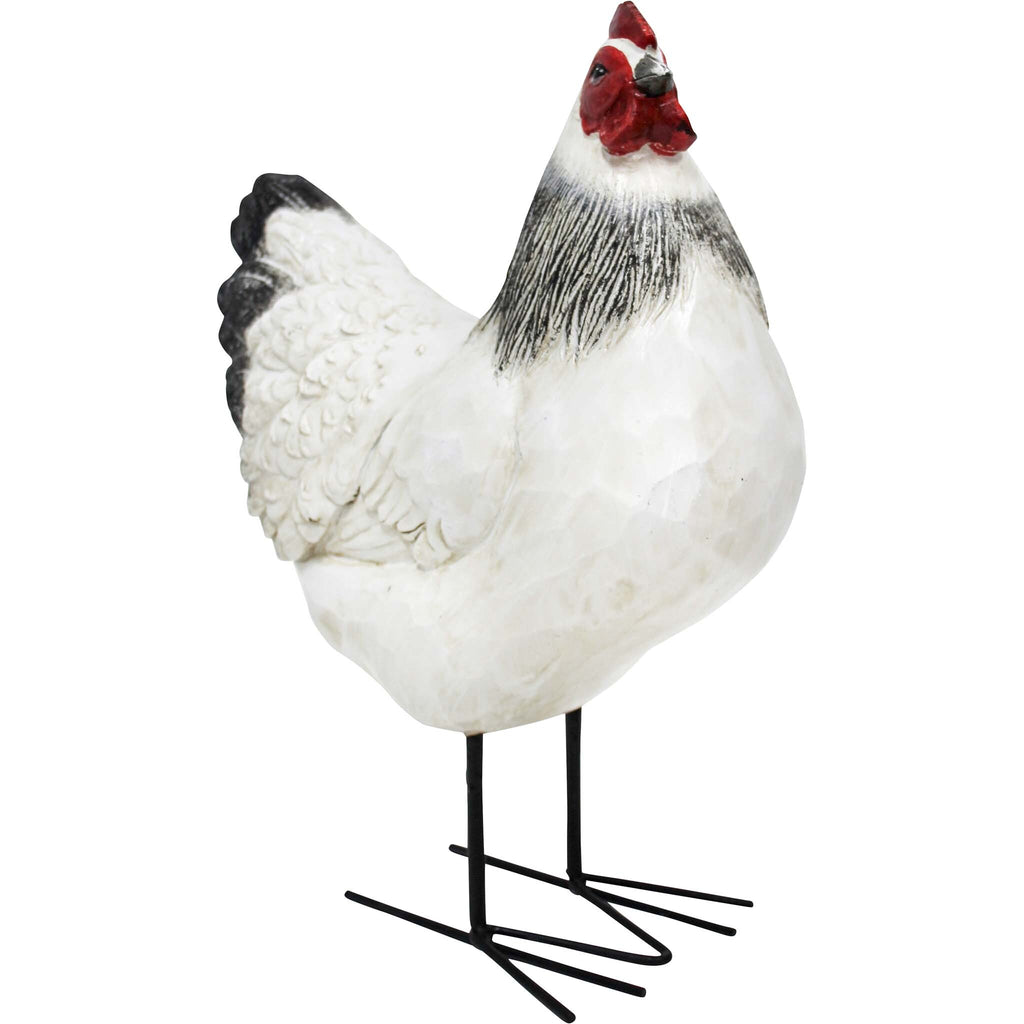Poly Resin Tall White Hen Ornament Home Decor