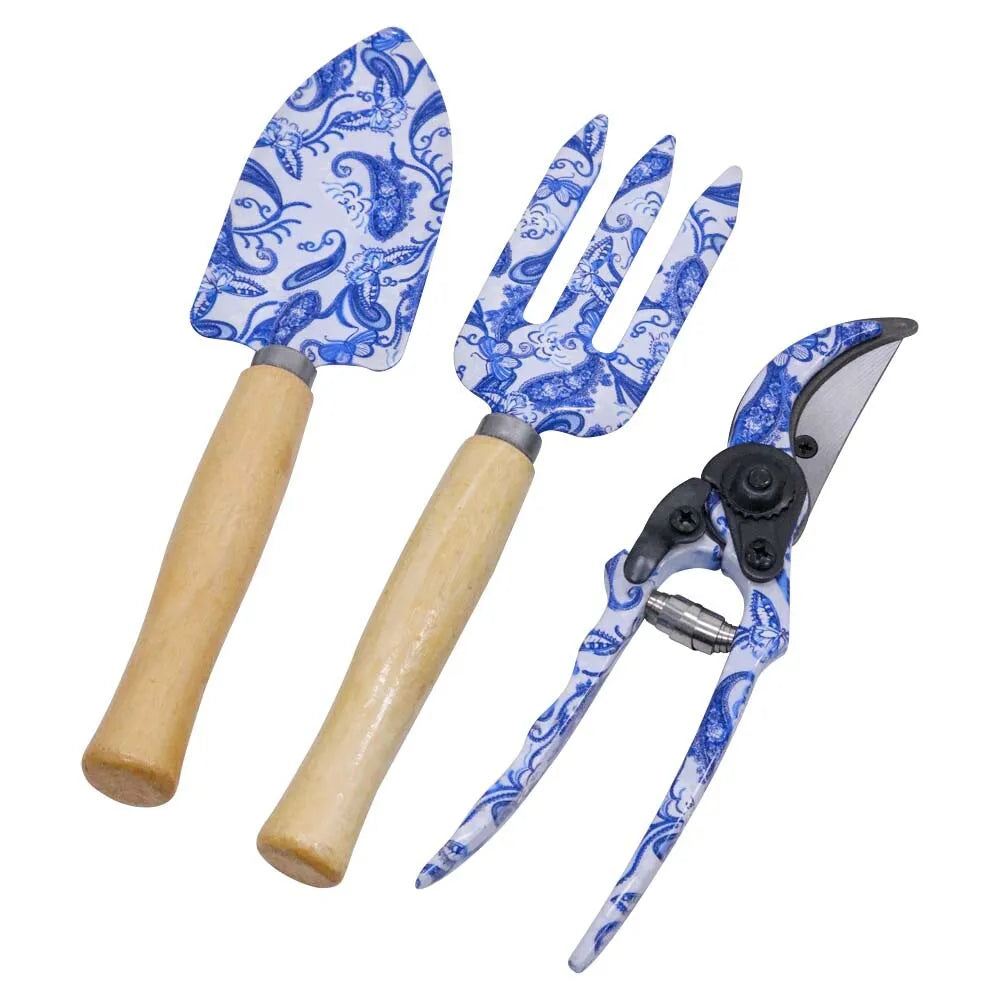 Blue Hamptons Metal Garden Tool Set