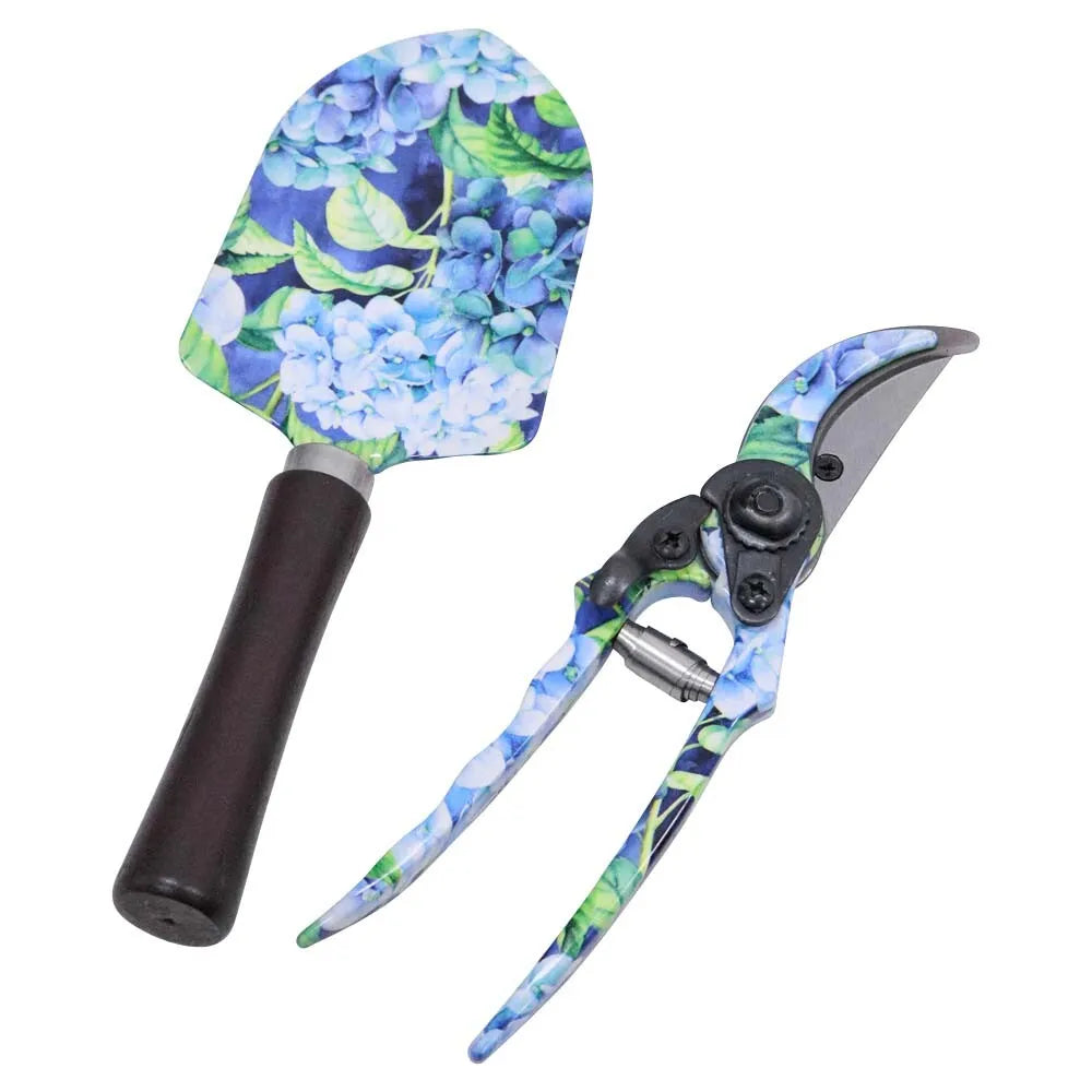 Blue Hydrangeas Metal Garden Tool Set