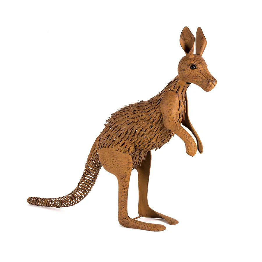 Rustic Metal Kangaroo Garden Art Ornament