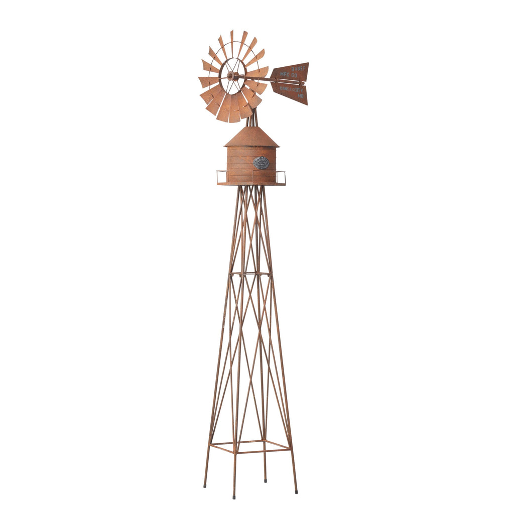 Tall Windmill with Silo Metal Garden Art