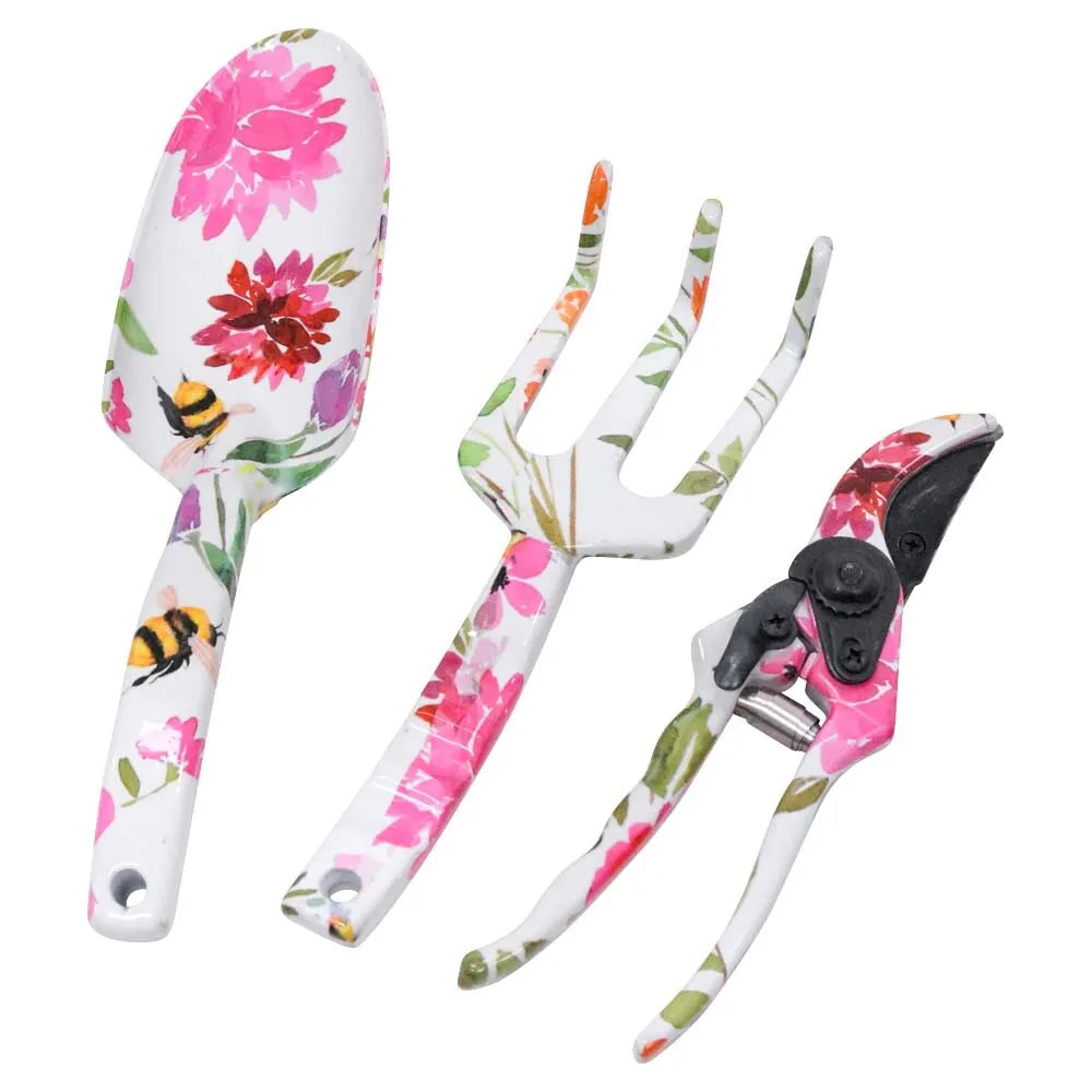 Floral Bees Metal Garden Tool Set