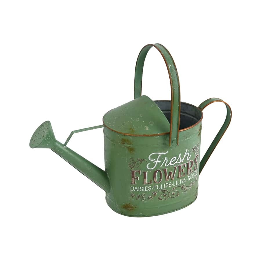 Distressed Green Fresh Flowers Watering Can Planter