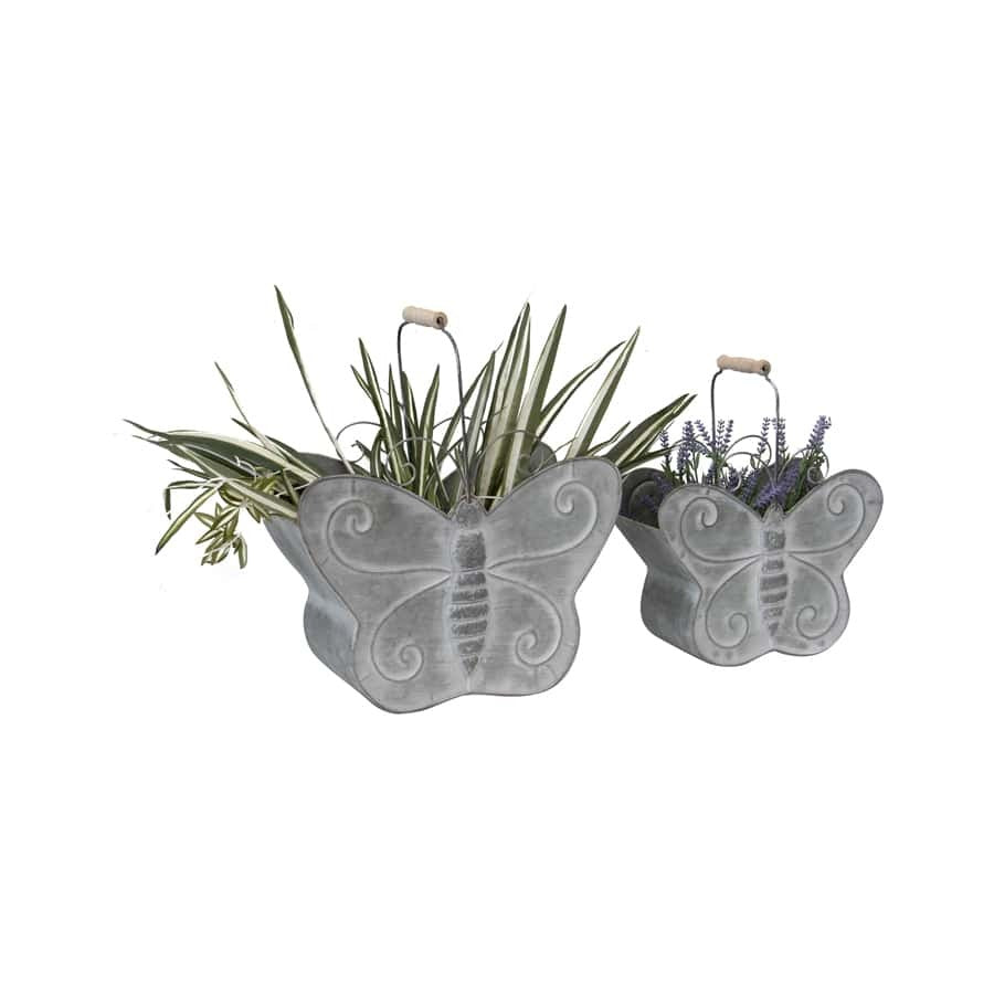 Distressed Butterfly Outdoor Planters Set 3
