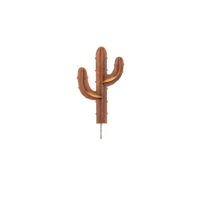 Rusted Metal Cactus Garden Art Stake