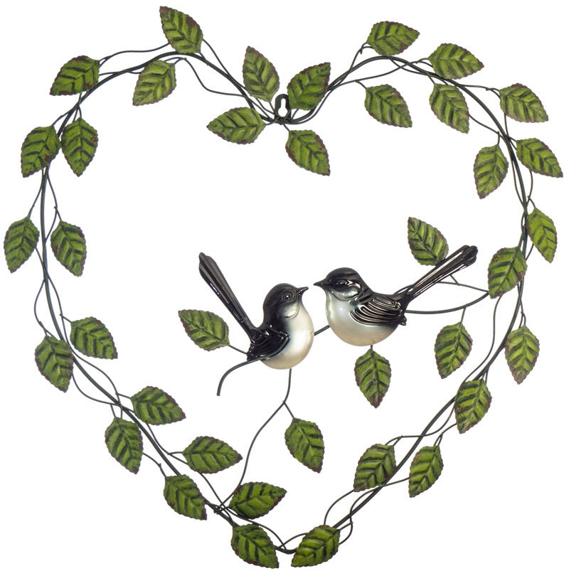 Willie Wagtail Heart Metal Wall Art