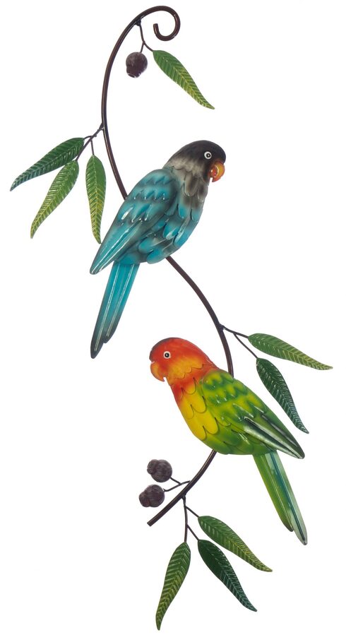 Parrot Gumnuts Pair Metal Wall Art