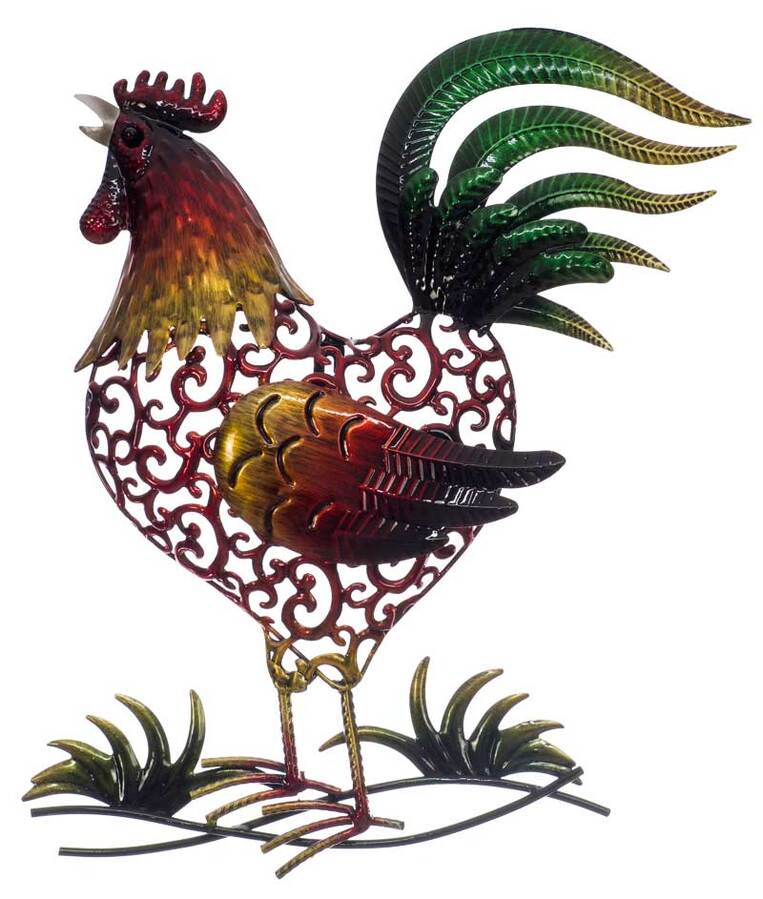 Colourful Rooster Metal Wall Art