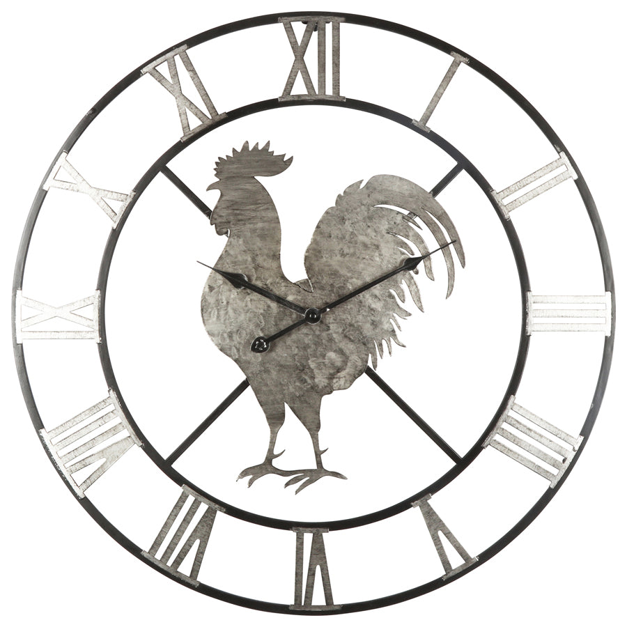 Large Rooster Metal Wall Clock