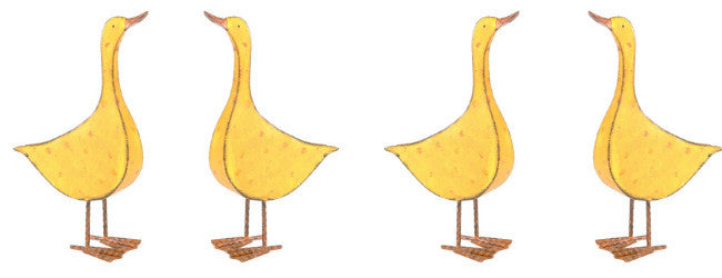 Yellow Ducks Metal Garden Decoration Set 4