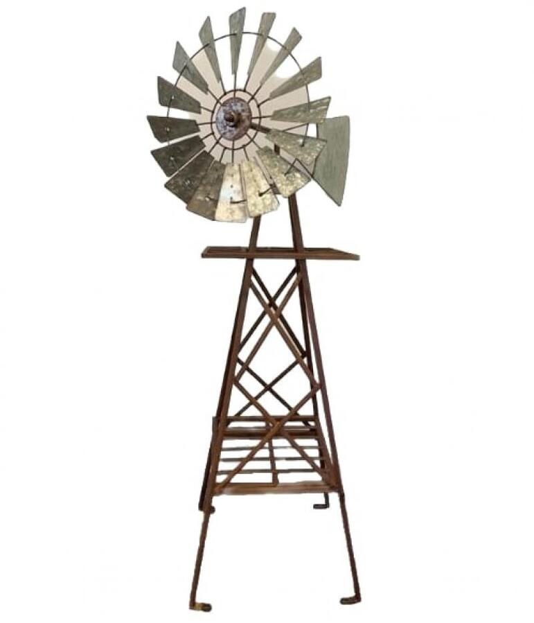 Large Rust Galvanised Windmill Metal Garden Art