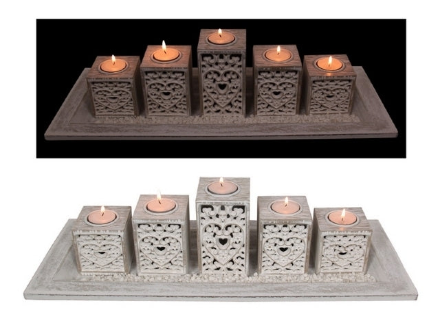 Heart Filigree 5 Piece Candle Holder