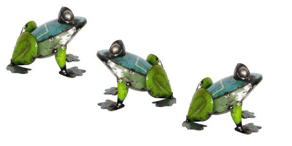 Pad me Pond Frog Recycled Garden Art Set 3