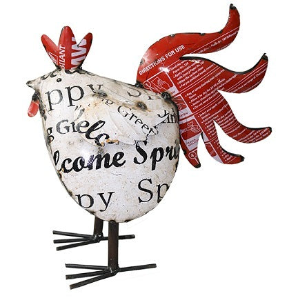 Crowing Rooster Recycled Metal Sculpture