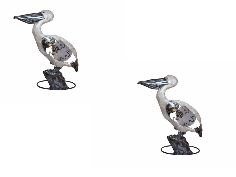 Capiz Pelican Tealight Holder Set 2