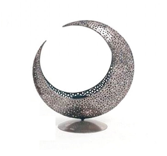 Crescent Moon Tealight Holder Metal Silver