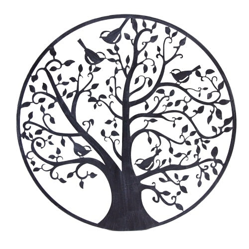 Black Birds Tree of Life Metal Wall Art