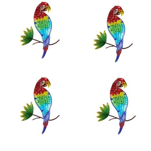 Rainbow Parrot Metal Wall Art  Set 4