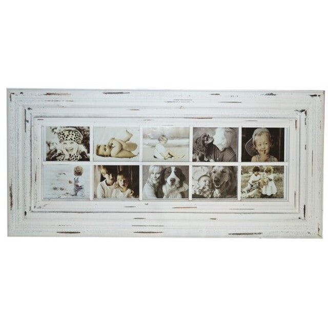 Rustic Wood Distressed White 10 Picture Frame