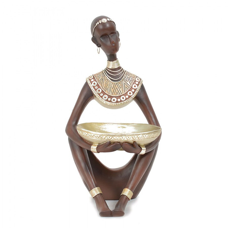 African Lady Tray Statue Ornament