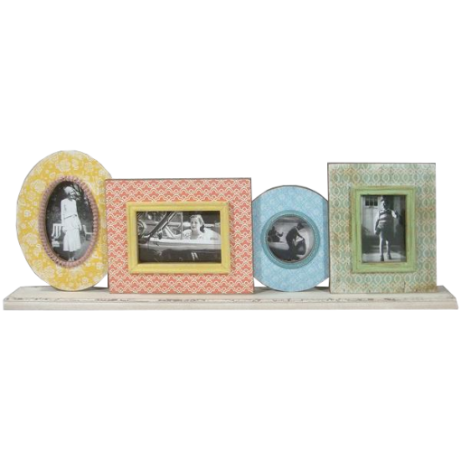 Colourful Wooden Multi 4 Photo Frame Stand